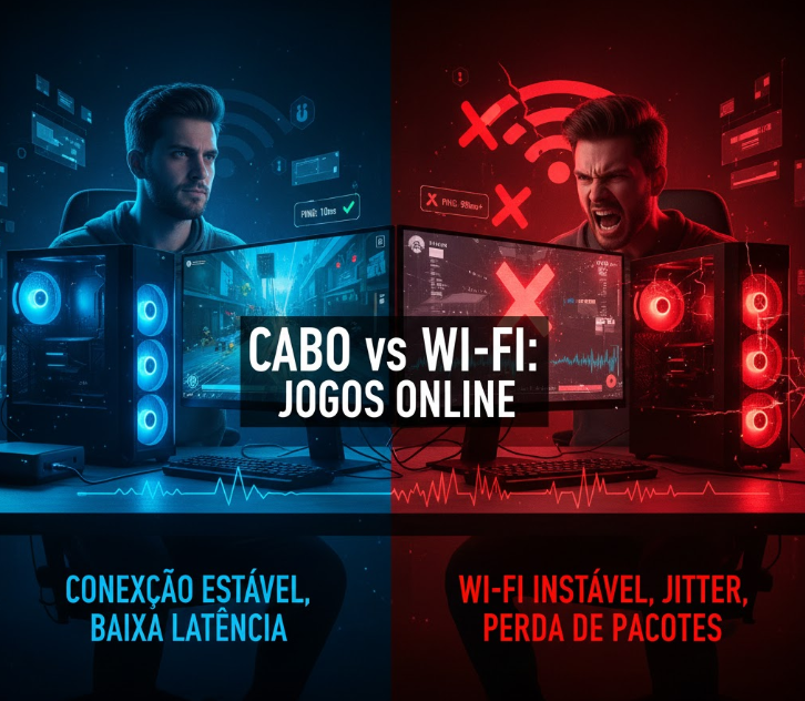 computador ligado via cabo de rede
